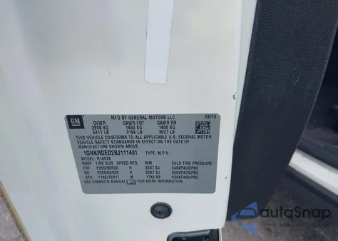 2011 Chevrolet Traverse 1Lt from USA, damaged, VIN 1GNKRGED2BJ111401